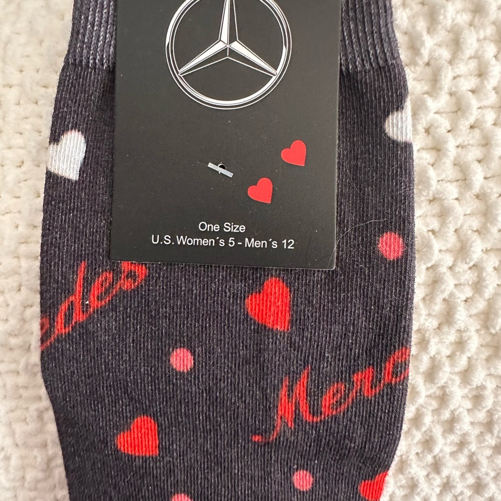 Mercedes Benz women’s Black and Red Heart Socks